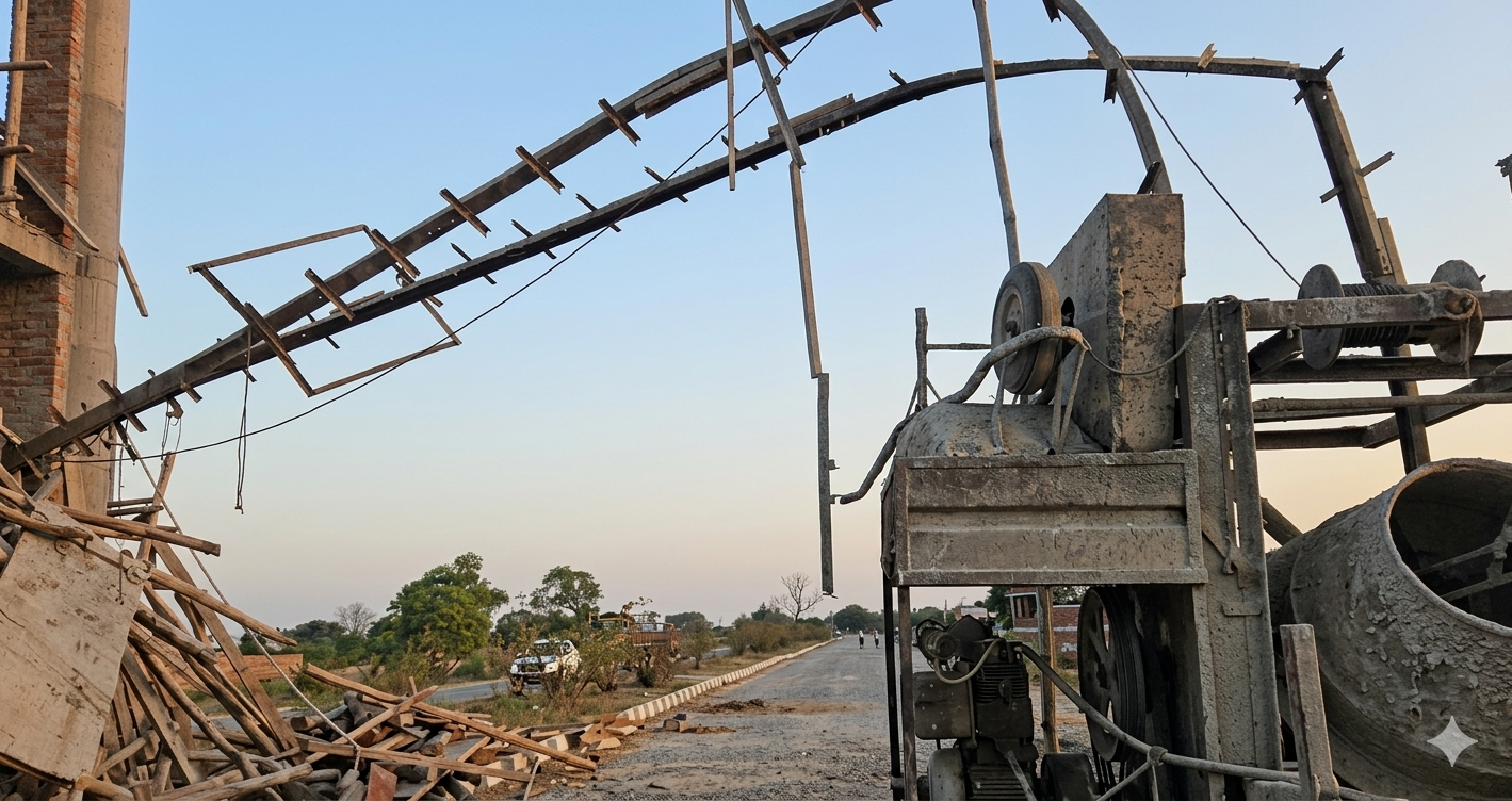 Jalaun Construction Site Hadsa – Beam girne ka scene at Bundelkhand gate site